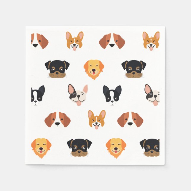 Serviette En Papier Fête d'anniversaire du chien mignon (Devant)