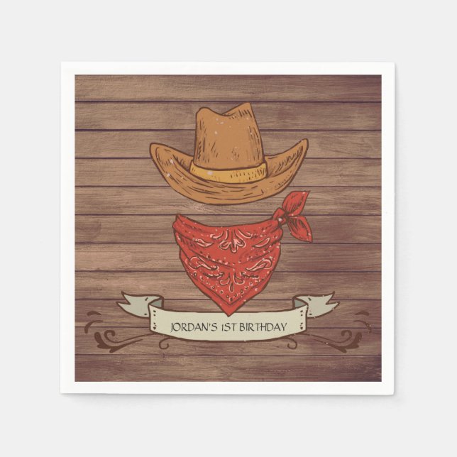 Serviette En Papier Fête d'anniversaire du pays Cowboy (Devant)
