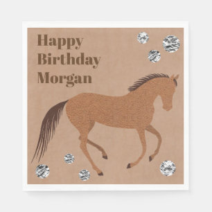 Serviette En Papier Fête d'anniversaire du Russe Horse Faux Leather Po