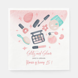 Serviette En Papier Fête d'anniversaire du spa de beauté glitz et glam