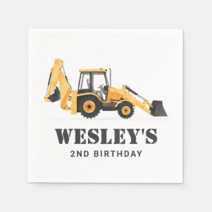Serviette En Papier Fête d'anniversaire du véhicule de construction