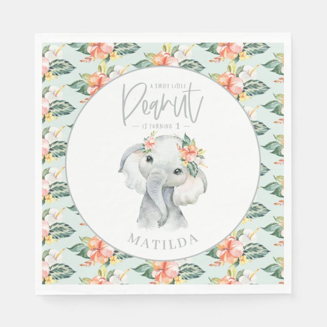 Serviette En Papier fête d'anniversaire d'un doux petit éléphant d'ara (Devant)