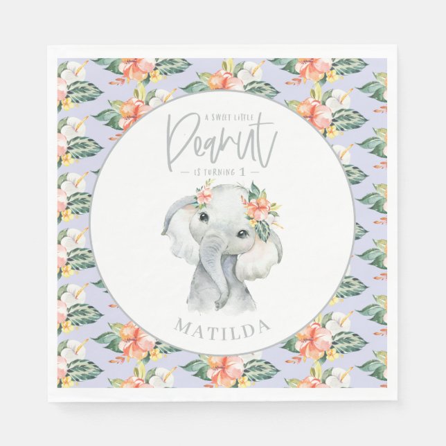 Serviette En Papier fête d'anniversaire d'un doux petit éléphant d'ara (Devant)