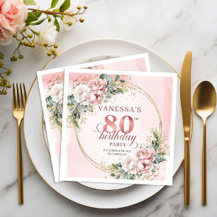 Serviette En Papier Fête d'anniversaire élégante Bohème rose clair flo