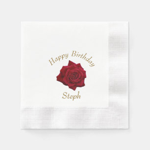 Serviette En Papier Fête d'anniversaire élégante de rose rouge