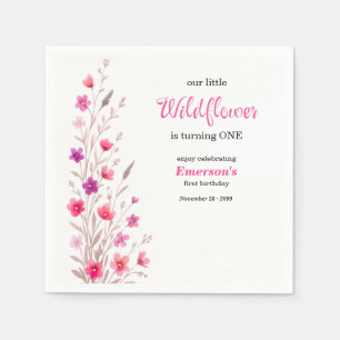Serviette En Papier Fête d'anniversaire élégante rose pour 1 an
