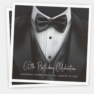 Serviette En Papier Fête d'anniversaire en smoking noir et blanc pour