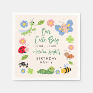 Serviette En Papier Fête d'anniversaire enfant 1 an Coccinelle Papillo