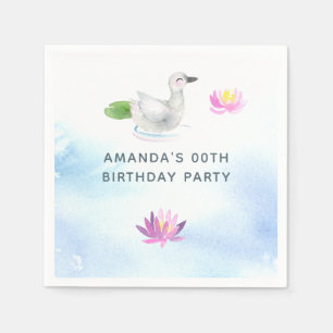 Serviette En Papier Fête d'anniversaire enfant aquarelle Cygne bébé
