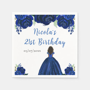 Serviette En Papier Fête d'anniversaire florale marine Princesse à pea