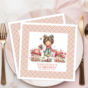 Serviette En Papier Fête d'anniversaire florale rose magique de fée él