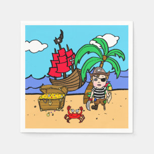 Serviette En Papier Fête d'anniversaire garçon sur le thème des pirate