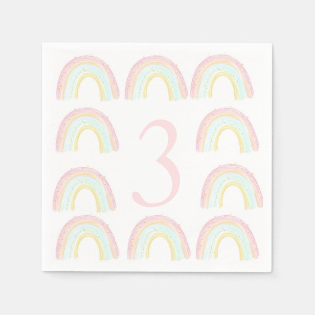 Serviette En Papier Fête d'anniversaire Girl Pastel Rainbow (Devant)