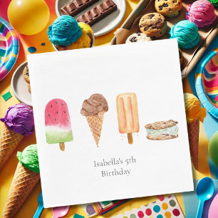 Serviette En Papier Fête d'anniversaire Glaces et Popsicles à l'aquare