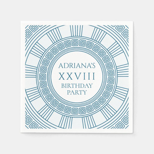 Serviette En Papier Fête d'anniversaire grecque avec motif bleu (Devant)