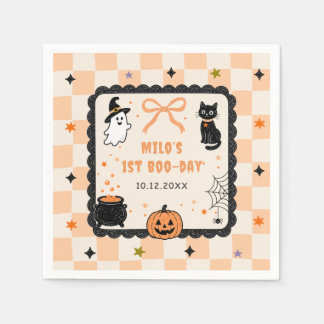 Serviette En Papier Fête d'anniversaire Halloween à carreaux orange
