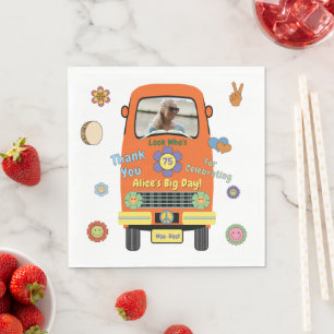 Serviette En Papier Fête d'anniversaire Hippie Groovy Vintage
