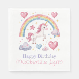 Serviette En Papier Fête d'anniversaire Licorne et Arc-en-ciel à l'aqu