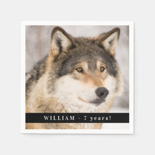 Serviette En Papier fête d'anniversaire loup garçon photo animal