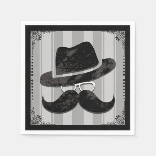 Serviette En Papier Fête d'anniversaire Lunettes Chapeau Monsieur Mous