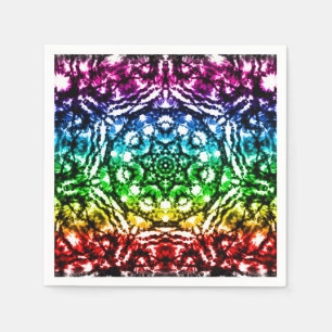 Serviette En Papier Fête d'anniversaire Mandala étoile Tie Dye arc-en-