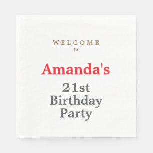 Serviette En Papier Fête d'anniversaire mignonne minimaliste moderne