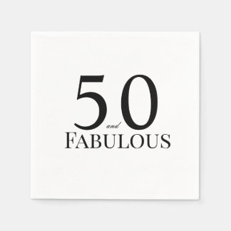Serviette En Papier Fête d'anniversaire noire 50 ans et fabuleuse