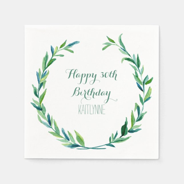 Serviette En Papier Fête d'anniversaire Olive Leaf Laurel Wreath Moder (Devant)