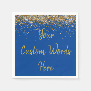 Serviette En Papier Fête d'anniversaire personnalisée Bleu Anniversair