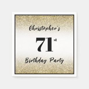 Serviette En Papier Fête d'anniversaire personnalisée noire et or 71 a