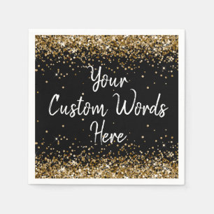 Serviette En Papier Fête d'anniversaire personnalisée noire pour diplô
