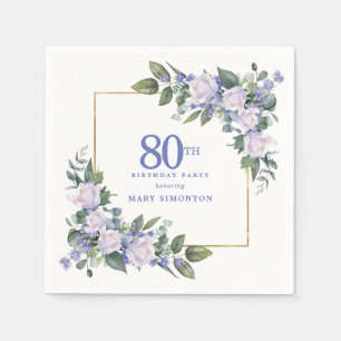 Serviette En Papier Fête d'anniversaire personnalisée Rose Blanche Fle