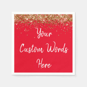 Serviette En Papier Fête d'anniversaire personnalisée rouge et blanche