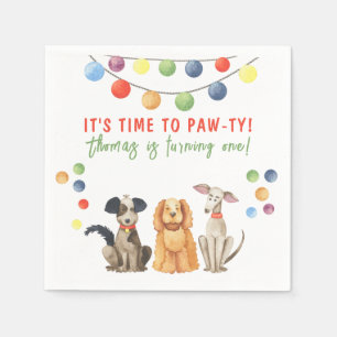 Serviette En Papier Fête d'anniversaire premier chien à l'aquarelle