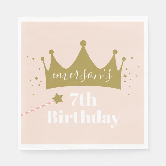 Serviette En Papier Fête d'anniversaire princesse couronne filles (Devant)