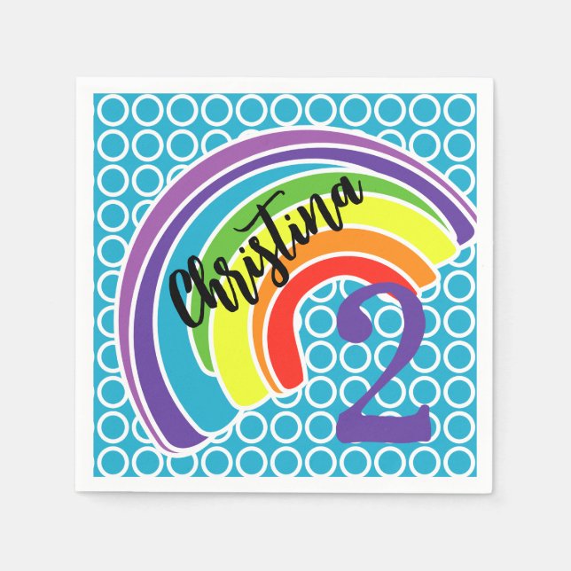 Serviette En Papier Fête d'anniversaire Rainbow de deux ans (Devant)