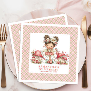 Serviette En Papier Fête d'anniversaire rose fée rose florale de céléb