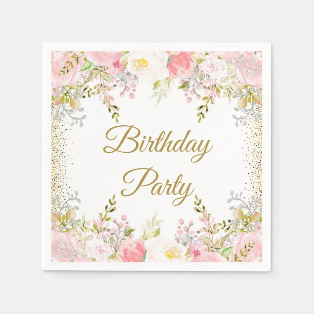 Serviette En Papier Fête d'anniversaire rose pâle (Devant)