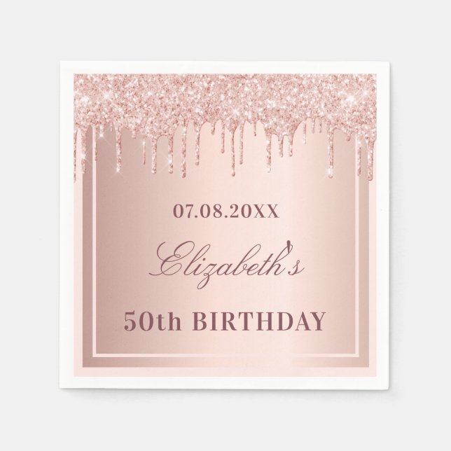 Serviette En Papier Fête d'anniversaire rougir rose gouttes parties sc (Devant)