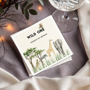 Serviette En Papier Fête d'anniversaire Safari Wild One