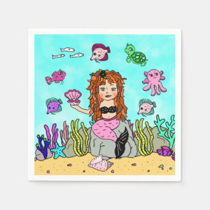 Serviette En Papier Fête d'anniversaire sirène