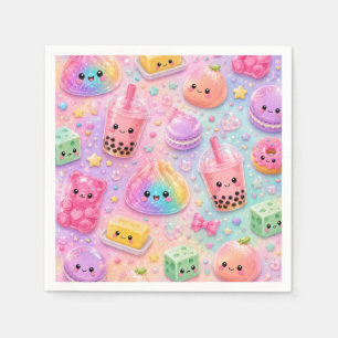 Serviette En Papier Fête d'anniversaire Squishies Pailletés Arc-en-Cie
