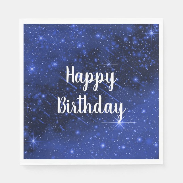 Serviette En Papier Fête d'anniversaire Star Galaxy sur bleu (Devant)