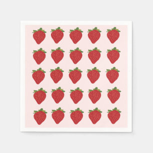 Serviette En Papier Fête d'anniversaire sucrée aux fraises Strawberry