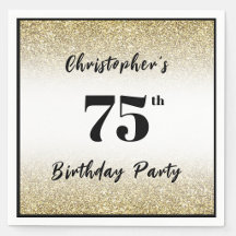 Fête d'anniversaire sur mesure noir et or 75 ans