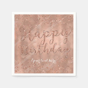 Serviette En Papier Fête d'anniversaire Sweet 16 pailleté or rose faux