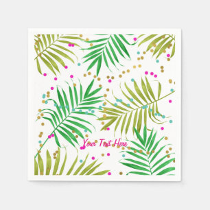 Serviette En Papier Fête d'anniversaire Thème Aloha Luau Feuilles Trop