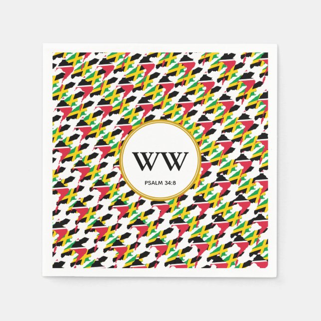 SERVIETTE EN PAPIER FÊTE D'ANNIVERSAIRE THÈME DRAPEAU JAMAÏQUE TRINITÉ (Devant)