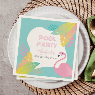 Serviette En Papier Fête d'anniversaire Tropicale aux Flamants Roses P