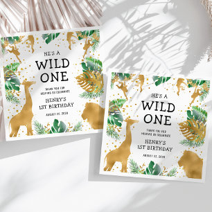 Serviette En Papier Fête d'anniversaire Wild One Jungle Safari 1 an